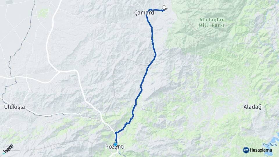 Adana Pozantı Çukurbağ Çamardı Niğde Arası Kaç Km - Yol Haritası