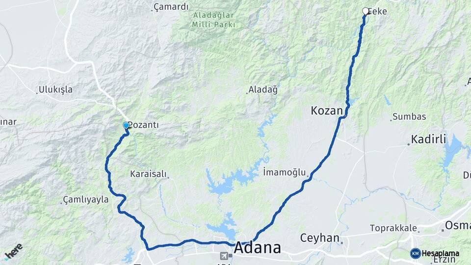 Adana Pozantı Feke Arası Kaç Km - Yol Haritası
