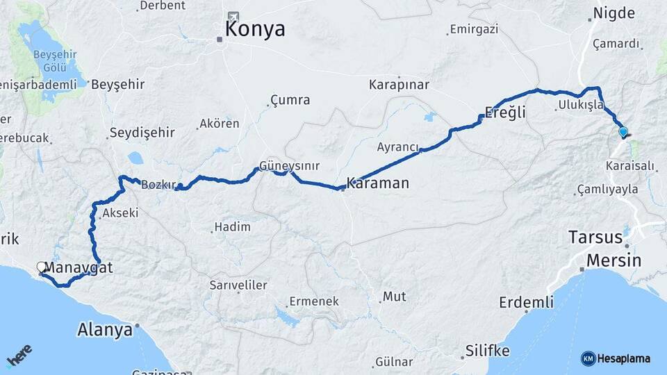 Adana Pozantı Manavgat Antalya Arası Kaç Km - Yol Haritası