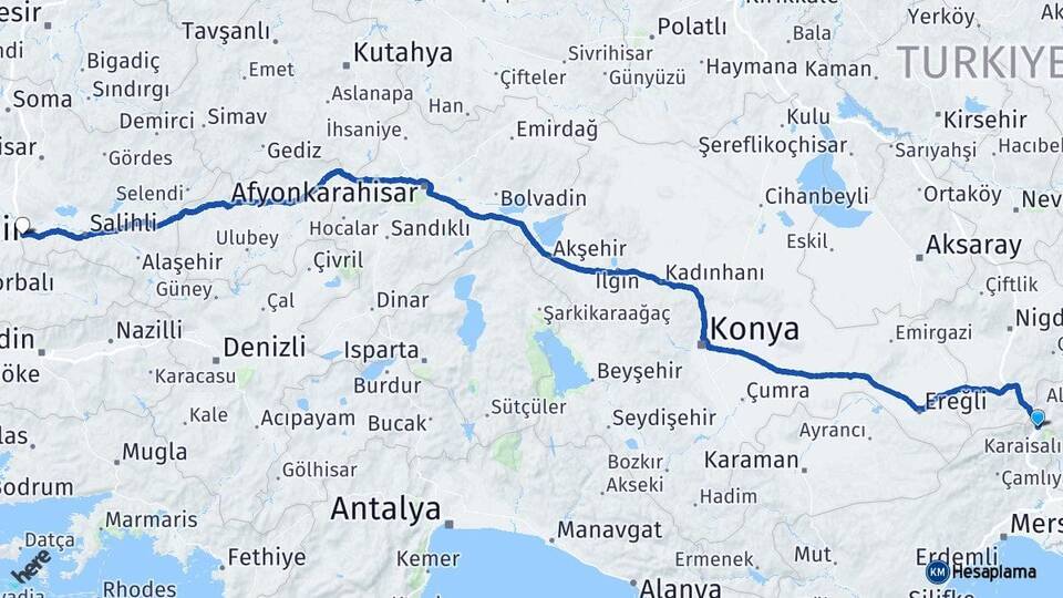 Adana Pozantı Turgutlu Manisa Arası Kaç Km - Yol Haritası