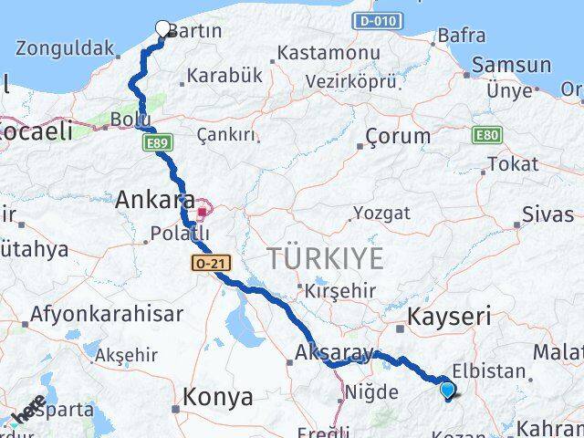 Adana Saimbeyli Bartın Arası Kaç Km - Yol Haritası