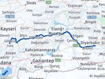 Adana Saimbeyli Batman Arası Kaç Km - Yol Haritası
