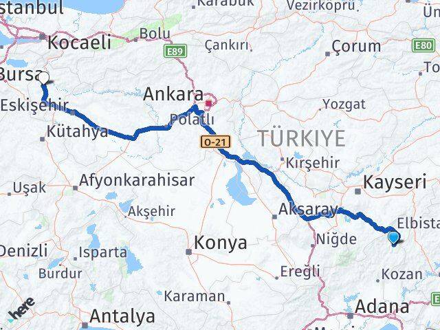 Adana Saimbeyli Bilecik Arası Kaç Km - Yol Haritası
