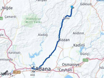 Adana Saimbeyli Çukurova Arası Kaç Km - Yol Haritası