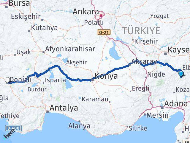 Adana Saimbeyli Denizli Arası Kaç Km - Yol Haritası