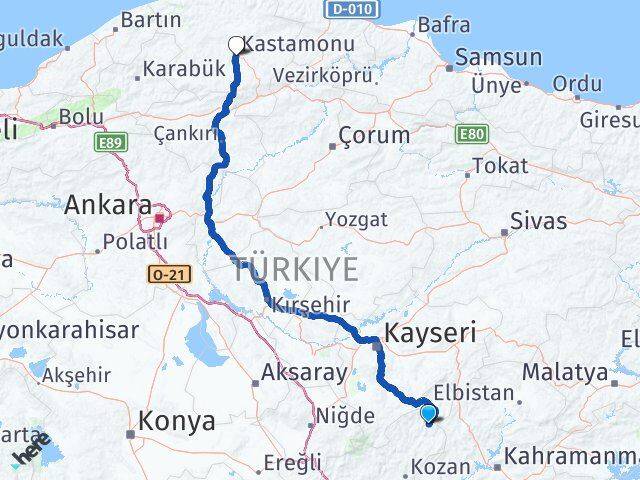 Adana Saimbeyli Kastamonu Arası Kaç Km - Yol Haritası