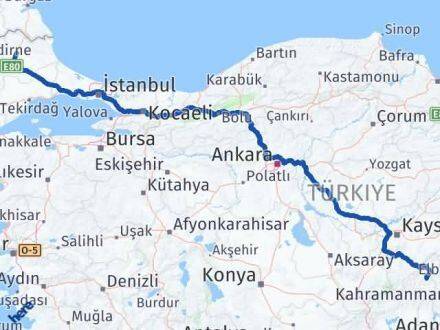 Adana Saimbeyli Kırklareli Arası Kaç Km - Yol Haritası