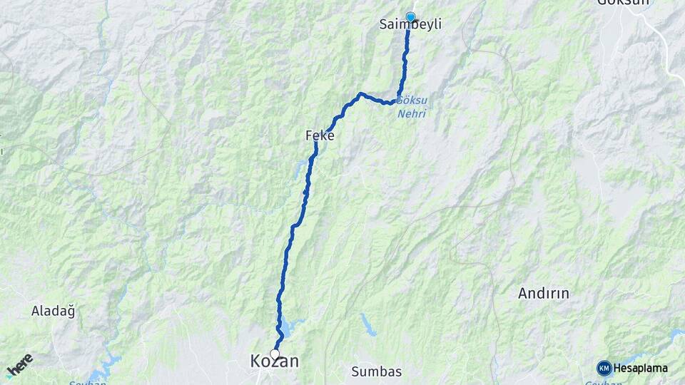 Adana Saimbeyli Kozan Arası Kaç Km - Yol Haritası