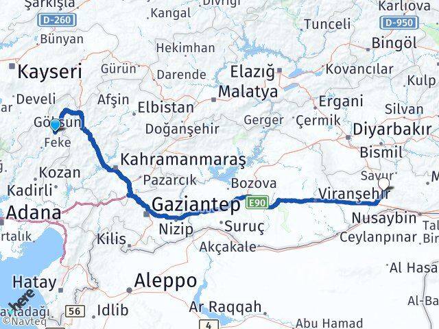 Adana Saimbeyli Mardin Arası Kaç Km - Yol Haritası