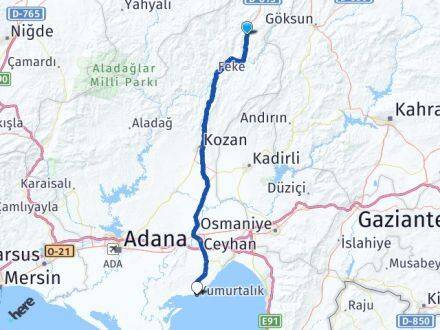 Adana Saimbeyli Yumurtalık Arası Kaç Km - Yol Haritası