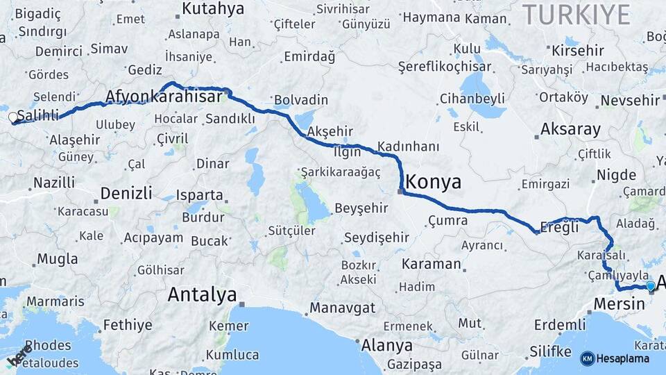 Adana Salihli Manisa Arası Kaç Km - Yol Haritası