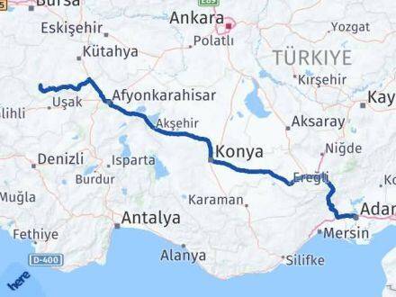 Adana Şaphane Kütahya Arası Kaç Km - Yol Haritası