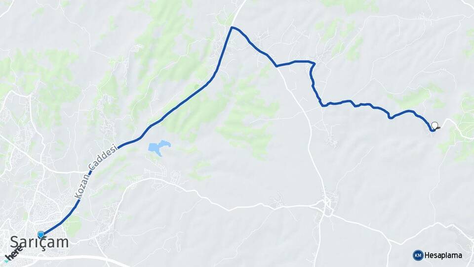Adana Sarıçam Çamlıca Sarıçam Arası Kaç Km - Yol Haritası