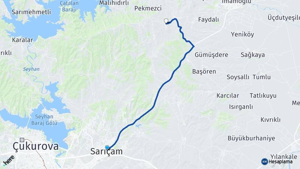 Adana Sarıçam Cerenli Sarıçam Arası Kaç Km - Yol Haritası