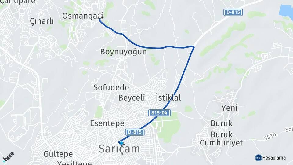 Adana Sarıçam Ertuğrulgazi Sarıçam Arası Kaç Km - Yol Haritası