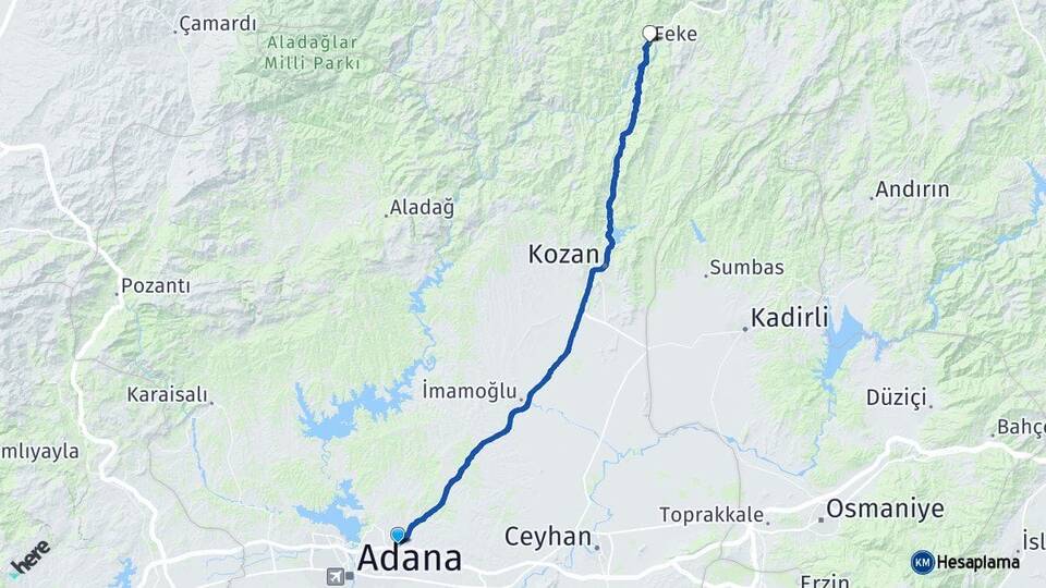 Adana Sarıçam Feke Arası Kaç Km - Yol Haritası