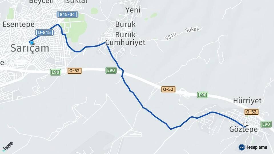 Adana Sarıçam Göztepe Sarıçam Arası Kaç Km - Yol Haritası