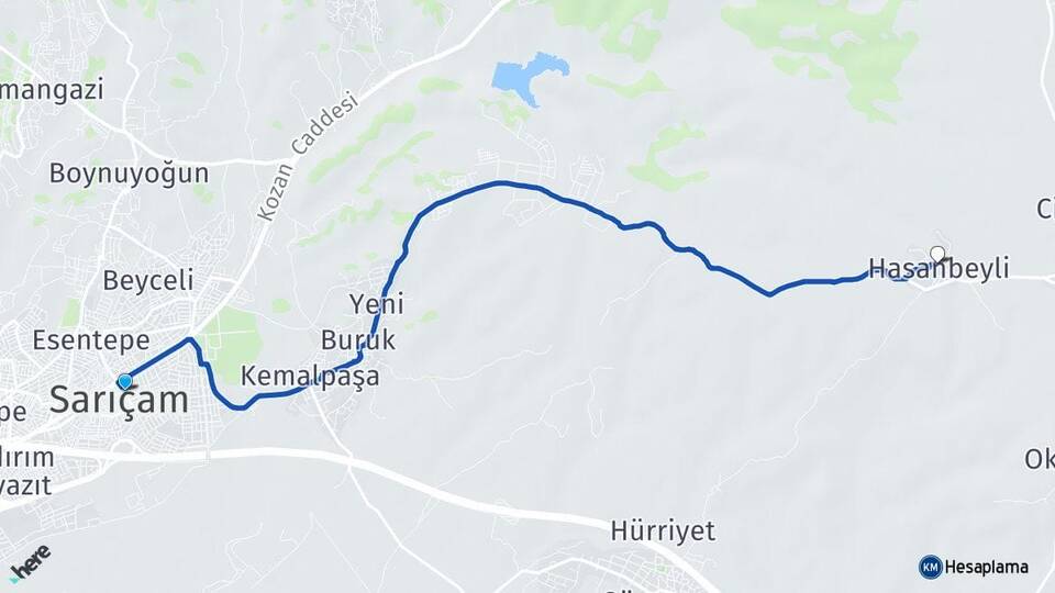 Adana Sarıçam Hasanbeyli Sarıçam Arası Kaç Km - Yol Haritası