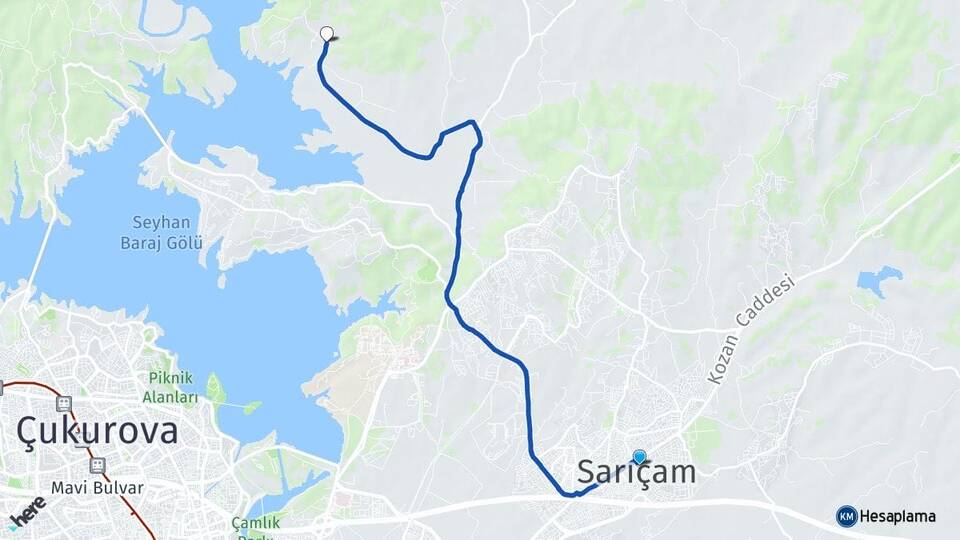 Adana Sarıçam Karaömerli Sarıçam Arası Kaç Km - Yol Haritası