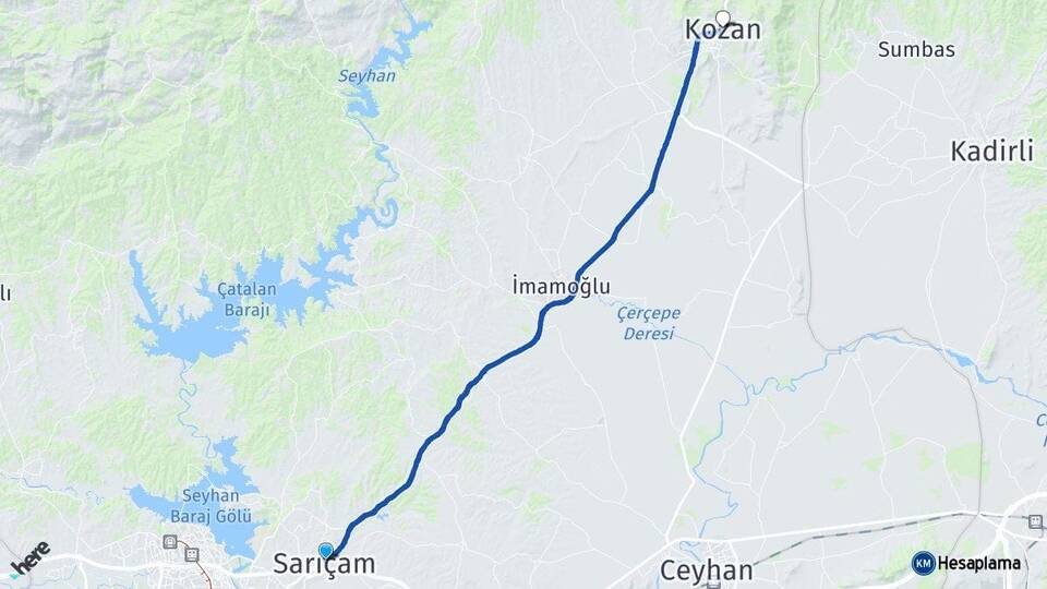Adana Sarıçam Kozan Arası Kaç Km - Yol Haritası