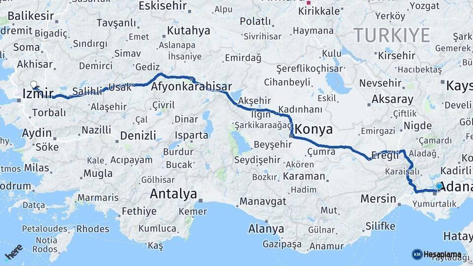 Adana Sarıçam Manisa Arası Kaç Km - Yol Haritası