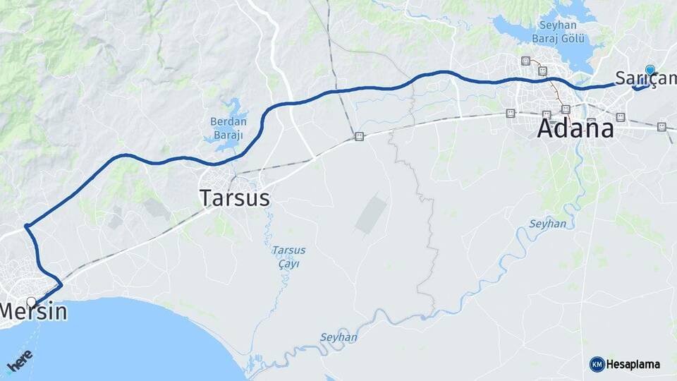 Adana Sarıçam Mersin Arası Kaç Km - Yol Haritası