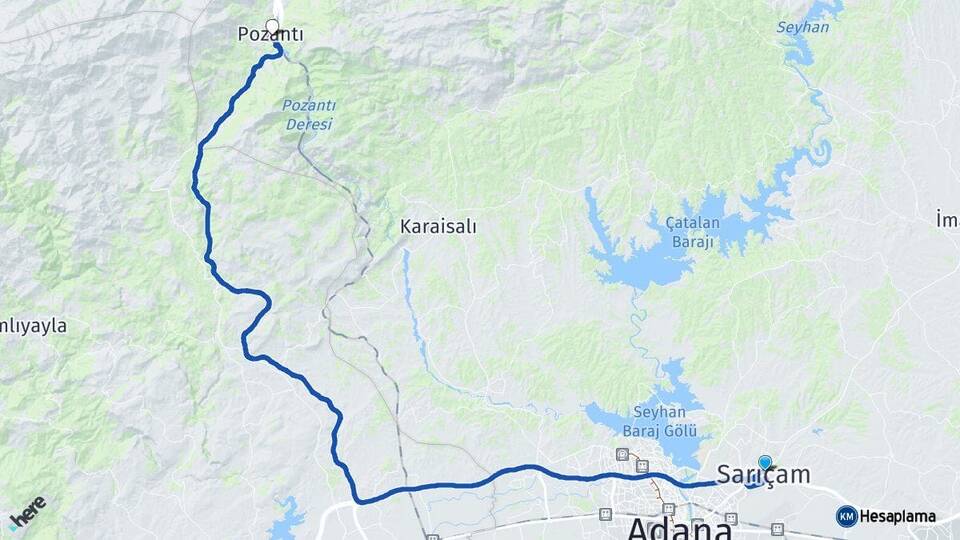 Adana Sarıçam Pozantı Arası Kaç Km - Yol Haritası