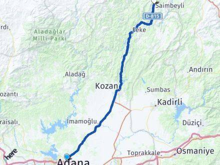 Adana Sarıçam Saimbeyli Arası Kaç Km - Yol Haritası