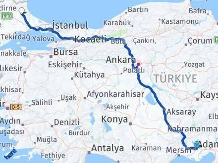 Adana Sarıçam Vize Kırklareli Arası Kaç Km - Yol Haritası