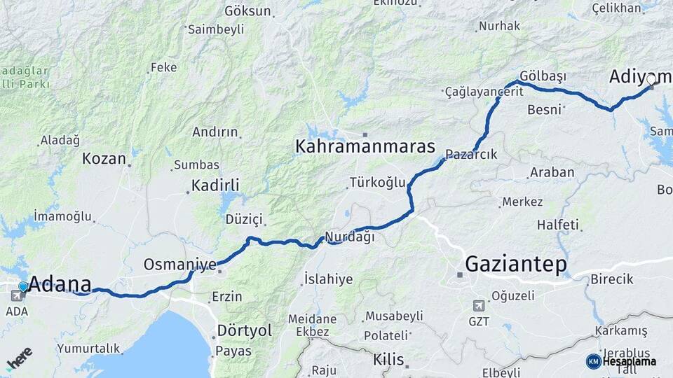Adana Seyhan Adıyaman Arası Kaç Km - Yol Haritası