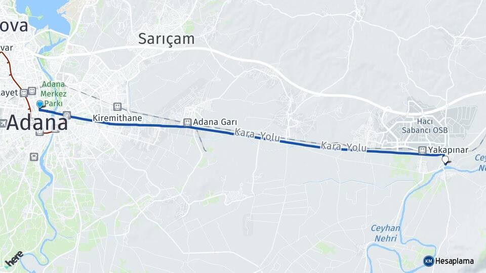 Adana Seyhan Eski Misis Yüreğir Arası Kaç Km - Yol Haritası