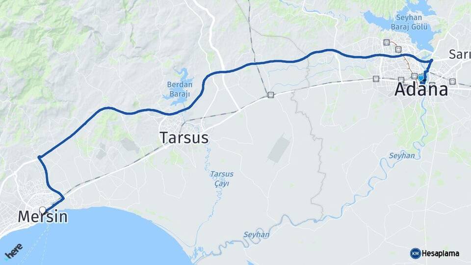 Adana Seyhan Mersin Arası Kaç Km - Yol Haritası