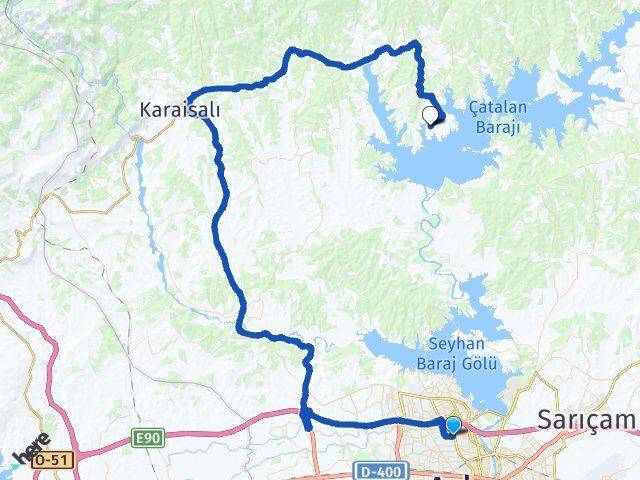 Adana Seyhan Tellidere Karaisalı Arası Kaç Km - Yol Haritası