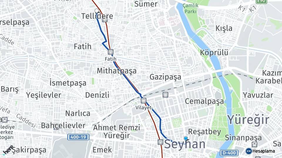 Adana Seyhan Tellidere Seyhan Arası Kaç Km - Yol Haritası