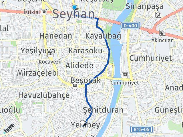 Adana Seyhan Yenibey Seyhan Arası Kaç Km - Yol Haritası