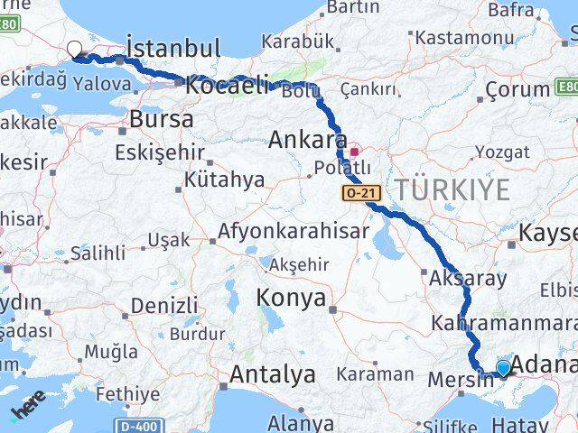 Adana Silivri İstanbul Arası Kaç Km - Yol Haritası