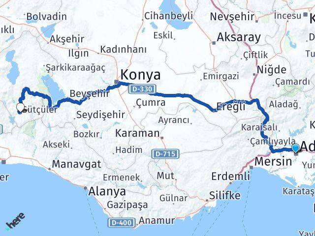 Adana Sütçüler Isparta Arası Kaç Km - Yol Haritası