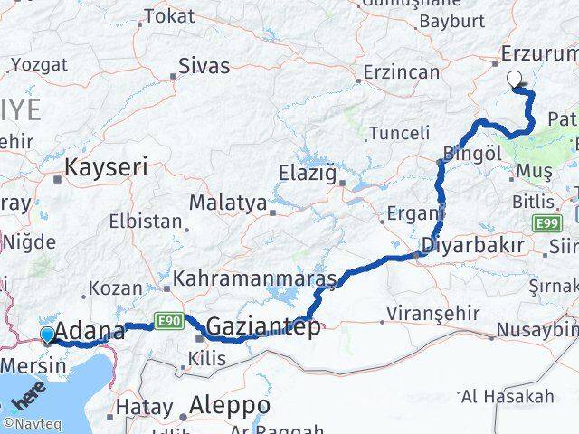 Adana Tekman Erzurum Arası Kaç Km - Yol Haritası