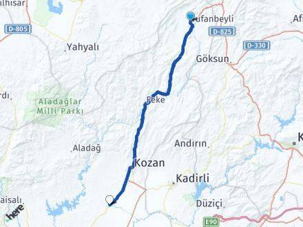 Adana Tufanbeyli İmamoğlu Arası Kaç Km - Yol Haritası
