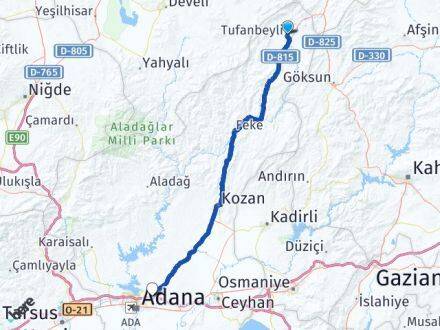 Adana Tufanbeyli Sarıçam Arası Kaç Km - Yol Haritası