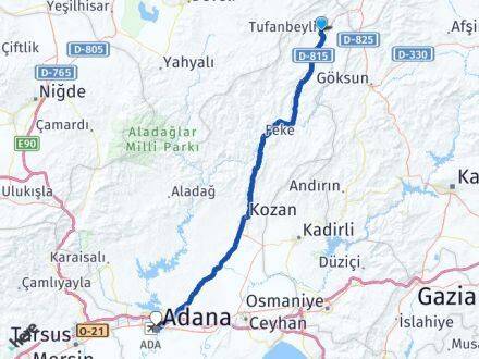Adana Tufanbeyli Seyhan Arası Kaç Km - Yol Haritası