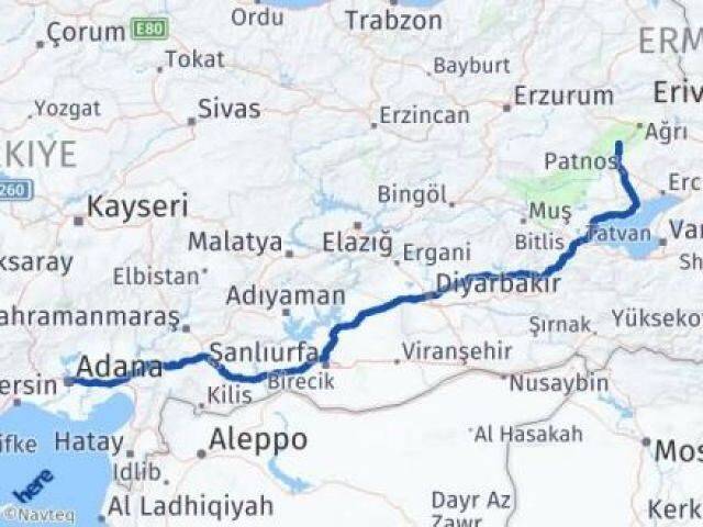 Adana Tutak Ağrı Arası Kaç Km - Yol Haritası