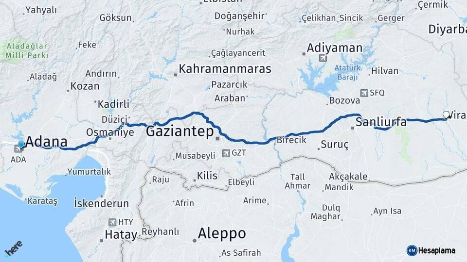 Adana Viranşehir Şanlıurfa Arası Kaç Km - Yol Haritası