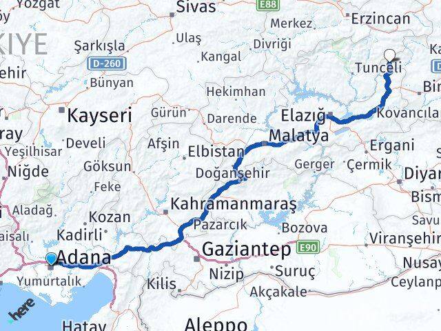 Adana Yayladere Bingöl Arası Kaç Km - Yol Haritası