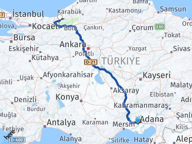 Adana Yığılca Düzce Arası Kaç Km - Yol Haritası