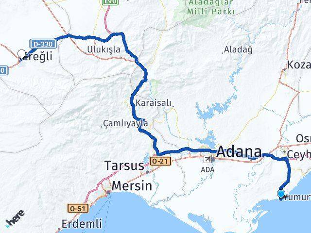 Adana Yumurtalık Ereğli Konya Arası Kaç Km - Yol Haritası