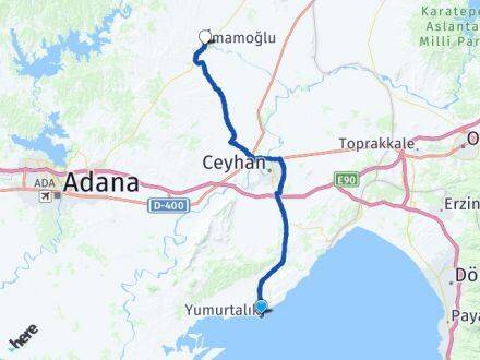 Adana Yumurtalık İmamoğlu Arası Kaç Km - Yol Haritası