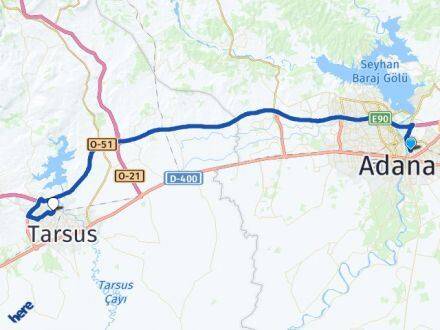 Adana Yüreğir Akşemsettin Tarsus Mersin Arası Kaç Km - Yol Haritası