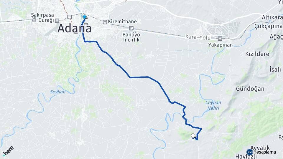 Adana Yüreğir Belören Yüreğir Arası Kaç Km - Yol Haritası