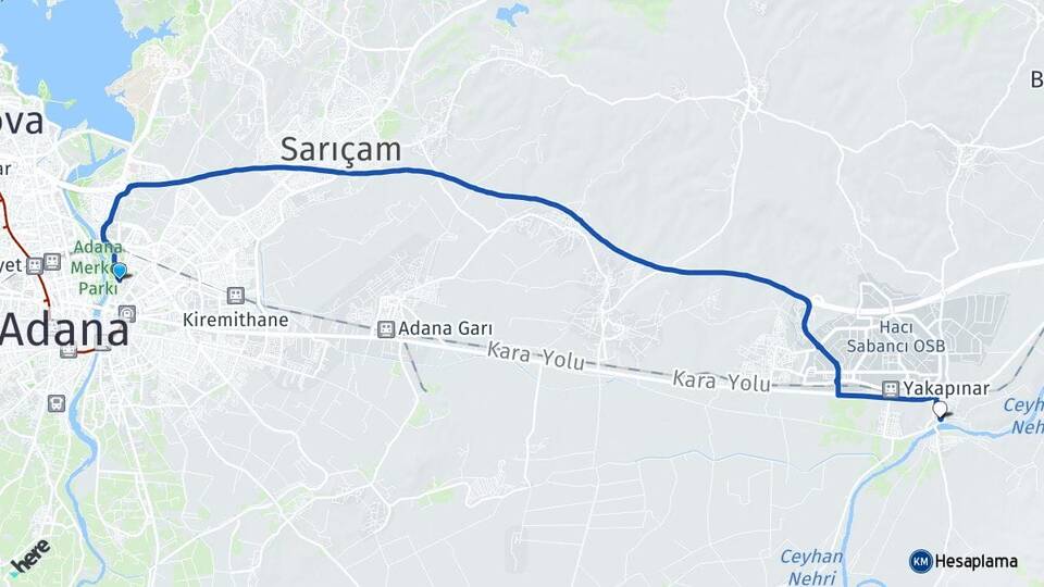 Adana Yüreğir Eski Misis Yüreğir Arası Kaç Km - Yol Haritası